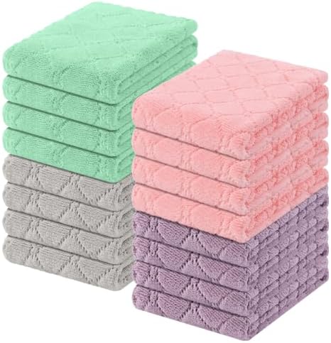 Homaxy Super Soft 16 Pack Coral Velvet Dish Cloths, 10" x 20", Multi Color by Homaxy