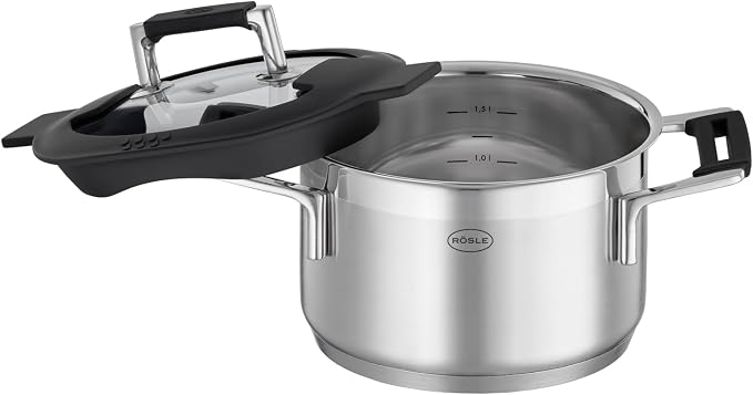 Rosle 91961 Silence Pro Stainless Steel High Casserole Cooking Pot with Insulated Handles & Lid 16 cm / 6.3 in, Silver - Image 2