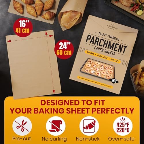 [220 Sheets] Full Sheet Pan 16 x 24" Parchment Paper Baking Sheets | Baker's Signature Precut Silicone Coated & Unbleached - Will Not Curl or Burn - Non-Toxic & Comes in Convenient Packaging - Image 3