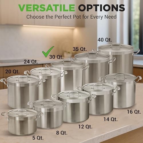 Stainless Steel Cookware Stockpot, 30 Quart Heavy Duty Induction Soup Pot With Stainless Steel Lid And Strong Riveted Handles, Even Heat Distribution, Compatible With Most Cooktops - Image 3