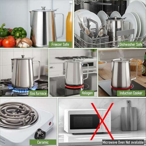 67 oz 304 Stainless Steel Pitcher with Lid - Image 4