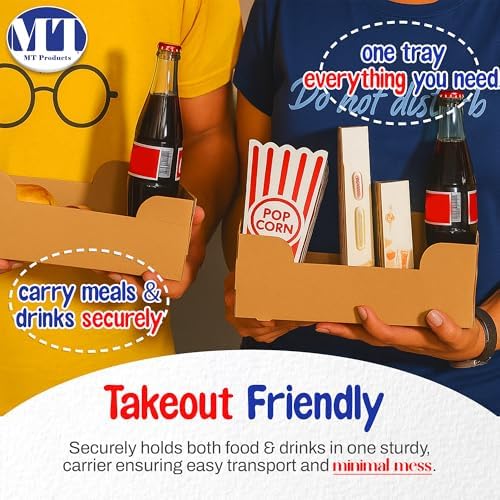 MT Products Disposable Concession Stand Food & Drink Trays - 25 Pack - Pop-Up Movie Night Snack Boxes with Cup Holders - Paperboard Carrier Caddy for Stadiums, Parties & Drive-Ins - Made in USA - Image 4