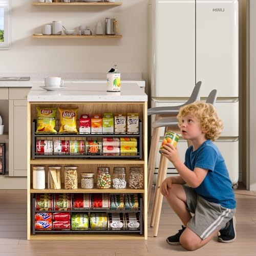 2-Tier Stackable Can Rack Organizer for Pantry Shelf, Long-Size Adjustable Can Holder for Kitchen Organization,Heavy Duty Can Dispenser for Canned Food Soup Goods up to 50 in Cabinet storage, Black - Image 6