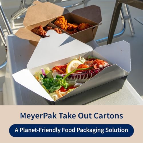 FC Meyer MeyerPak #4 Take Out Cartons, Leak & Grease Resistant Take Out Boxes, Earth-Friendly Disposable To Go Food Containers, 7 3⁄4” x 5 1⁄2” x 3 1⁄2“, Small, Black, Pack of 15 - Image 7