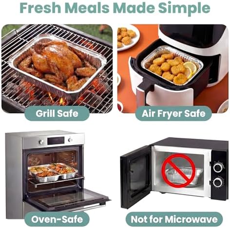 60 Pack Disposable Aluminum Pans with Lids, 10x7.5 and 7.3x5.3 Square 6.9x4.3 Square Combo Set, Disposable Baking and Cake Pan - Image 5