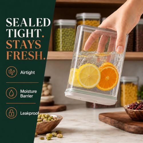 8-Piece Airtight Food Storage Containers, Pasta Pantry Canister Set | Two each of 1.3, 2.1, 2.9 and 3.5 Qt; clear stackable BPA-free pantry canisters with pop lids and tall spaghetti storage set. - Image 3