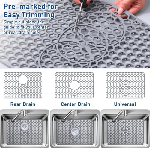 Bestjing Silicone Sink Protectors for Kitchen Sink - 19''x 13'', Gray - Image 4