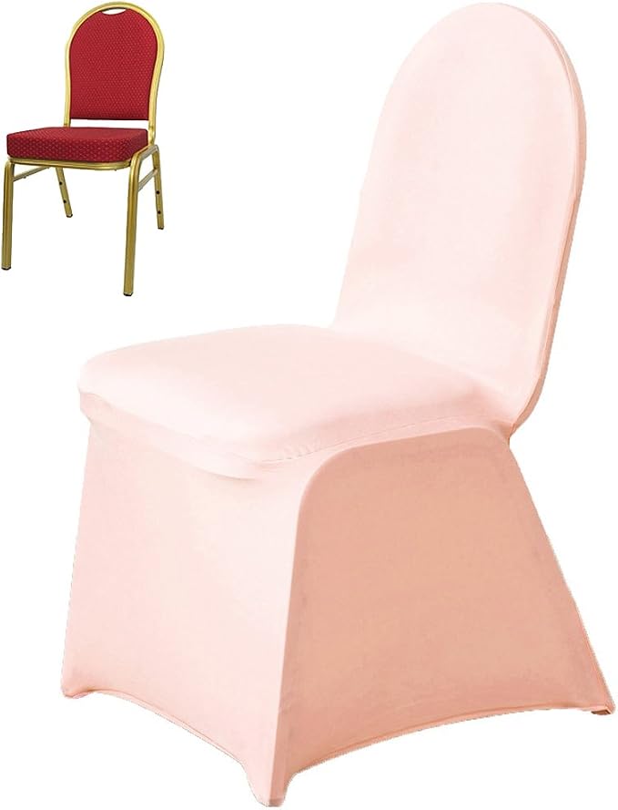 Tableclothsfactory Blush Stretchy Spandex Fitted Banquet Chair Cover Dinning Event Slipcover for Wedding Party Banquet Catering - Image 2