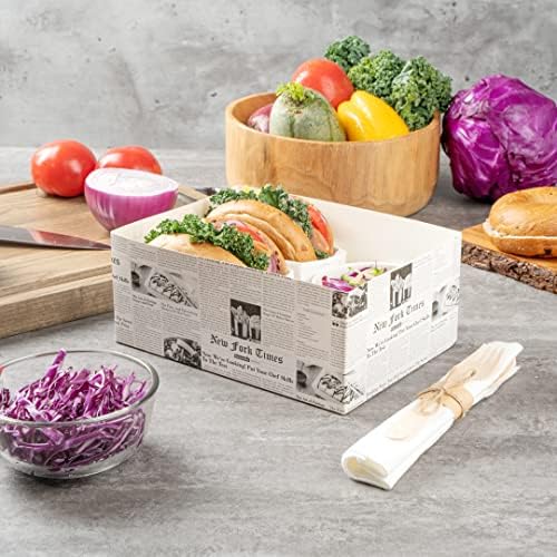 Restaurantware Bio Tek 8.4 x 6 x 3.5 Inch Burger Trays 100 Disposable Paper Food Trays - Recyclable Sturdy Newsprint Paper Movie Snack Trays For Meals Snacks And Baked Goods - Image 6