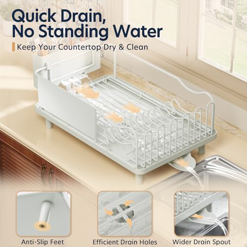 KINGRACK Dish Drying Rack for Kitchen Counter, Dish Drainer with Cup Holder - Image 5