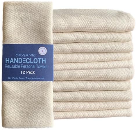 Reusable Paper Towels/G.O.T.S. Certified Organic Cotton/Made in USA/Microfiber Alternative/Machine Washable/Absorbent/Durable/Quality Hemmed Edges/Sustainable Kitchen (12 Pack) by HANDECLOTHbyTutenago