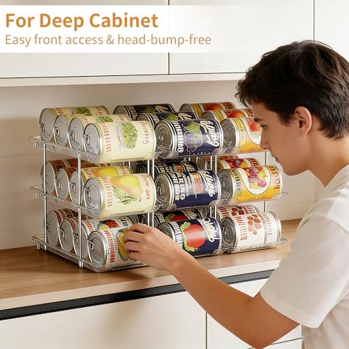 LXLXXL Can Organizer for Pantry Canned Food Storage Holder 3 Tier 2 Packs | Can Drinks Organizer for Pantry Shelf, Stackable Canned Food Storage, Can Storage Rack Holder, Fridge Cabinet Pantry Storage - Image 3
