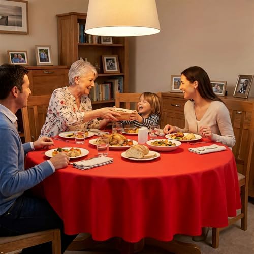 8 Packs 90 Inch Red Round Tablecloth - Image 3