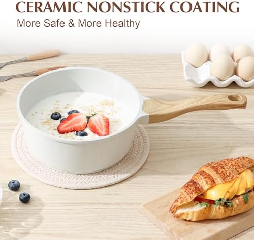 SENSARTE 2QT Ceramic Nonstick Saucepan with Lid, PTFE/PFAS/PFOS Free - Image 6