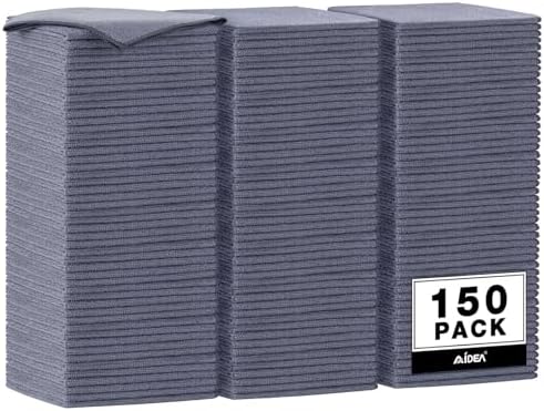 AIDEA Microfiber Cleaning Cloth Grey 150PK, Shop Towels Shop Rags 12×12" by AIDEAHOME
