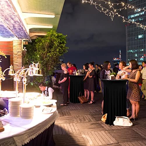 8 Packs Black Round Cocktail Table Skirt 24"x 43" - Image 5