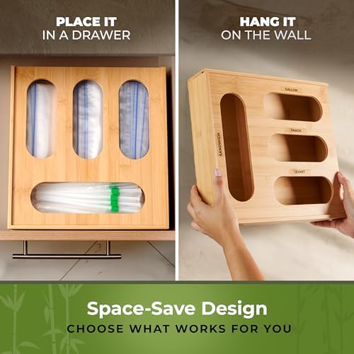 Bamboo Storage Bag Organizer for Drawer – Plastic Bag Organizer for Kitchen - Image 5