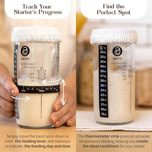 ABIOTO Sourdough Starter Kit with Bread Proofing Baskets & Tools, 24-Pieces | Complete Beginner Sourdough Bread Baking Supplies - Round & Oval Bannetons, Liners, Slings, Jar, Mat, Lame, Whisk, & Scrapers - Image 3
