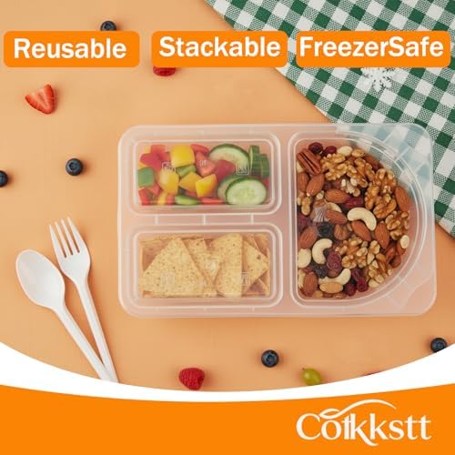 80Pack 9oz Reusable Snack Containers with Lids for Adult, 3 Compartment Plastic Condiment Containers, Small Snack Pack Containers, Meal Prep Container, Dipping Cups for Travel, Picnic - Image 5
