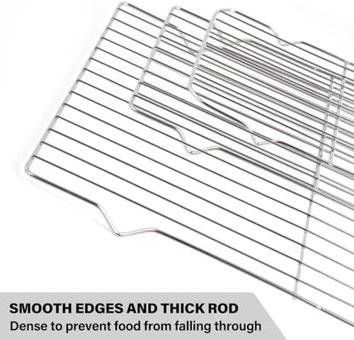Baking Sheet with Cooling Rack Set, 3 Stainless Steel Baking Pan Cookie Sheet with 3 Cooling Rack, 9/12/16 Inch Cookie Tray Pans for Baking, Non Toxic & Easy Clean - Image 3