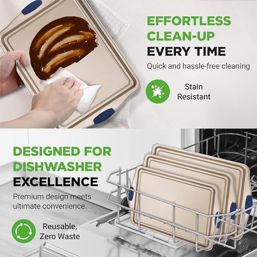NutriChef 3‑Piece Non‑Toxic Cookie Sheets for Baking – Premium Carbon Steel Oven Tray Set with Blue Silicone Handles – Nonstick Baking Sheet Set for Cookies, Pastries & Oven‑Safe Cooking - Image 7