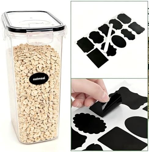 4pcs 4L Airtight Plastic Canisters, Kitchen Pantry Dry Food Storage | 4pk 4L airtight canisters, tight sealed lids lock out moisture. Premium plastic, stackable for all kitchen dry foods - Image 5