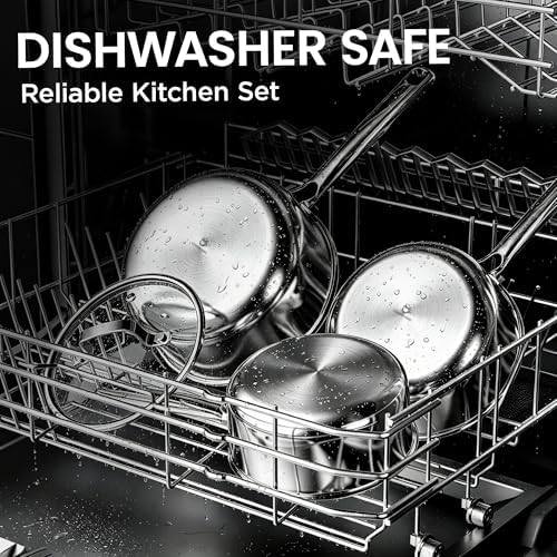 Cooker King 3QT Stainless Steel Saucepan with Tempered Glass Lid, Metal Utensils Safe, No Coating (PFAS/PFOA/PTFE Free), Dishwasher-Friendly, Oven-Safe Up to 900°F, Induction Ready - Image 4