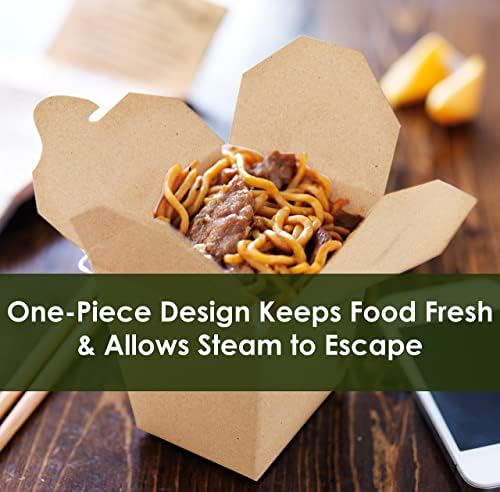 100% Recyclable 8oz Brown Chinese Take Out Boxes 50pk. Leakproof Greaseproof To Go Containers For Restaurants Event Parties Food Service. Best Value Bulk Pack Microwaveable and Stackable Meal Pails. - Image 4