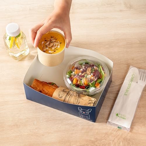 Restaurantware Bio Tek 8.4 x 6.1 x 3.5 Inch Burger Trays 100 Disposable Paper Food Trays - Sustainable Sturdy Frenchie Paper Movie Snack Trays For Meals Snacks And Baked Goods - Image 5