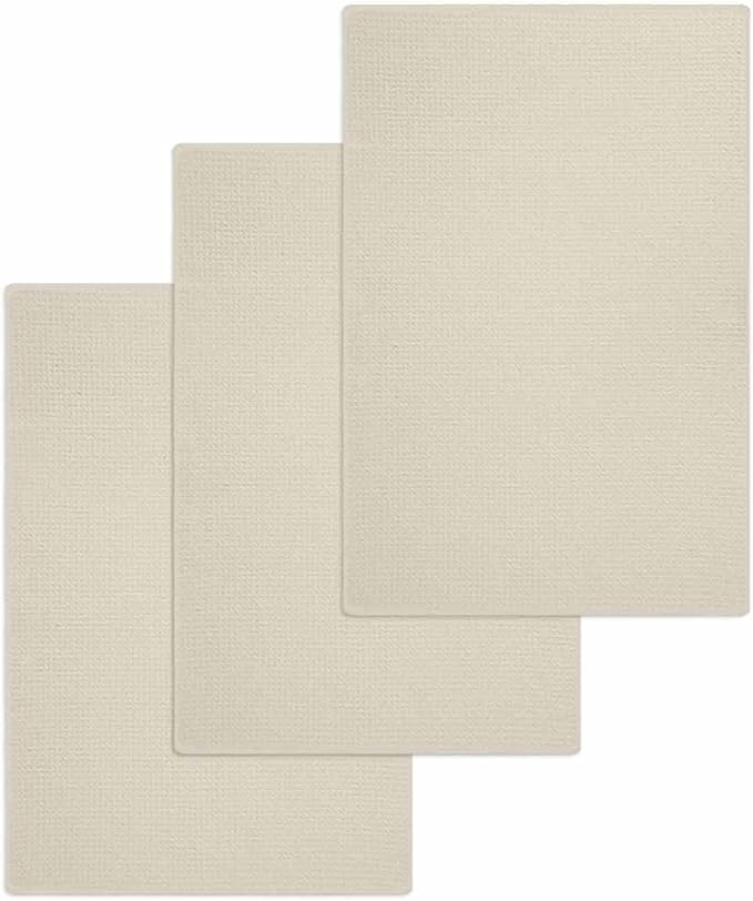 Ivory White Dish Towels Set,Waffle Weave Kitchen Towels Microfiber Towels Cleaning, Solid Color Pure Contemporary Minimalist Aesthetics Decor Absorbent Dish Drying Towels Hand Towels 3-Pc 15.7x23.6In by Unknown