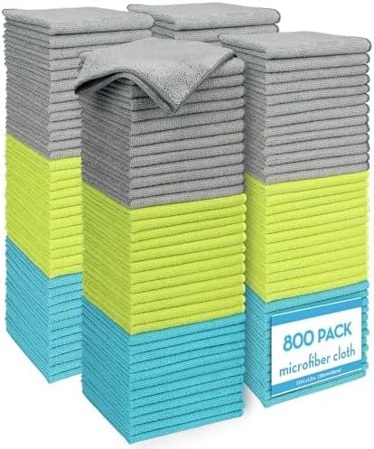 AIDEA Microfiber Cleaning Cloth-800PK, Soft Microfiber Towels for Cars, Absorbent Cleaning Rags, Lint-Free Streak-Free Wash Cloths for House, Kitchen, Window(12in.x12in) by AIDEAHOME
