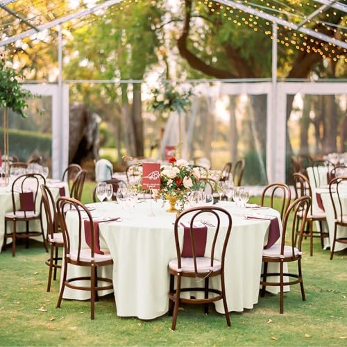 10 Pack Ivory Tablecloth Round 120 Inch Washable Circle Tablecloth,Stain Resistant and Wrinkle Polyester Table Cloth Decorative Round Tablecloth for Dining Wedding Party Banquet Buffe - Image 4
