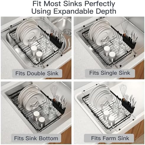 MAJALiS Dish Drying Rack Over The Sink with Utensil Holder - Image 4