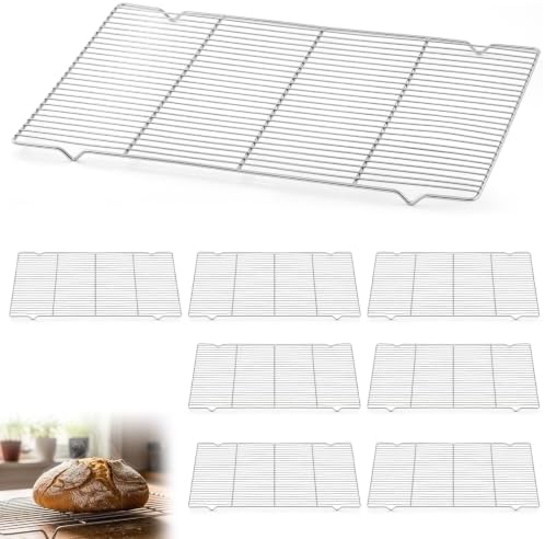 Lounsweer 8 Pcs Cooling Racks, 24L X 16W X 1H Stainless Steel Wire Rack for Baking Sheet, Large Cookie Cooling Rack, Oven Safe Cooking Racks for Sheet Pan, Dishwasher Safe by Lounsweer