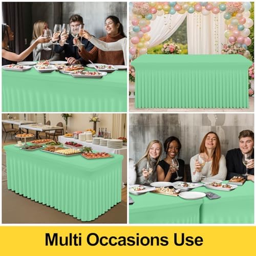 Smiry Spandex Elastic Fitted Table Cloth Skirt for 6FT Rectangle Table - Image 5
