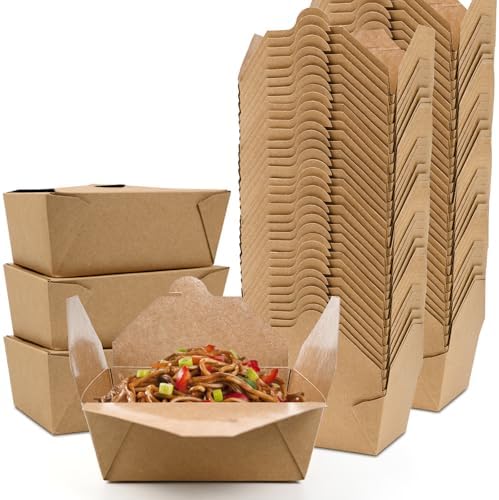EcoDispose 300 Pack 45 oz Kraft Paper Takeout Food Containers by EcoDispose