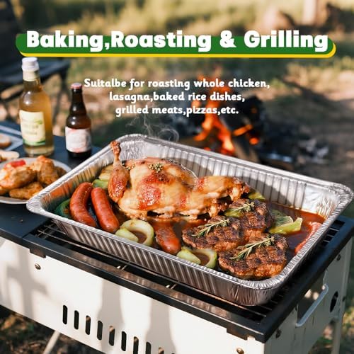 21x13 Aluminum Pans [10 Pack], Extra Heavy Duty Full Size Disposable Aluminum Foil Pans, Deep Baking Pans for Cooking, Roasting, Heating, and Steam Tables - Image 7