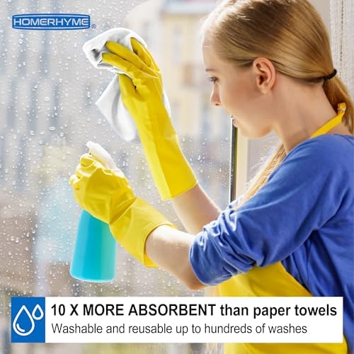 Microfiber Cleaning Cloth, 12 Pack White Cleaning Rags,12" X 11" Lint Free Dish Towels Wash Cloths, Reusable Microfiber Towels for Home and Kitchen Bathroom Apartment Cleaning Supplies - Image 4