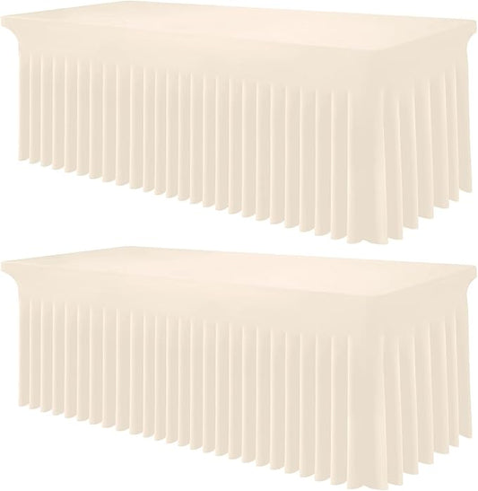 Smiry 2 Pack Spandex Elastic Fitted Table Cloth Skirt for 4FT Table by Smiry