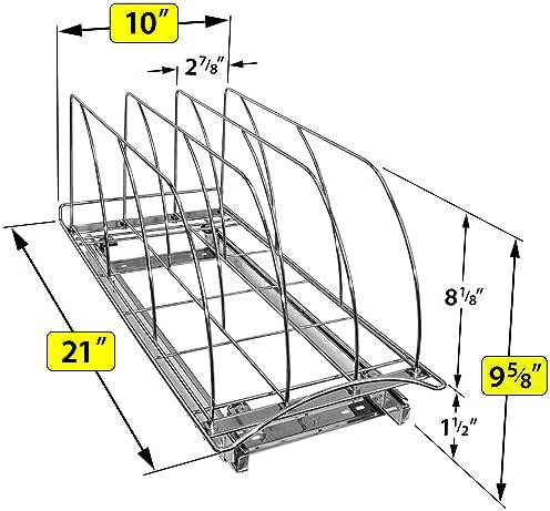 LYNK PROFESSIONAL® Pull Out Cookie Sheet Organizer for Cabinet – Baking Sheet Organizer – Sheet Pan Organizer - Lifetime Ltd. Warranty – 10” x 21” Deep Inside Cabinet, Chrome - Image 5