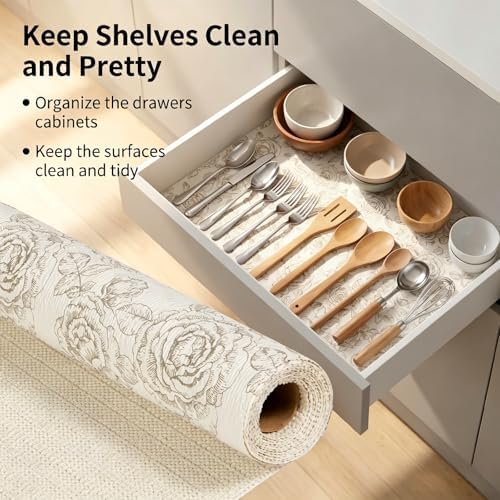 Coavas Shelf and Cabinet Liner, Easy Cut Protective (Floral, 24 in x 20 ft) - Image 2