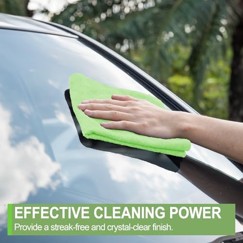 Microfiber Cleaning Cloth, 12 Pack Green Cleaning Rags,12" X 11" Lint Free Dish Towels Wash Cloths, Reusable Microfiber Towels for Home and Kitchen Bathroom Apartment Cleaning Supplies - Image 6
