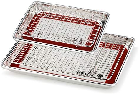 New Star Foodservice 1028768 Commercial-Grade Bun Pan/Baking Sheet, Baking Mat, Cooling Rack Combo, 1/8 and 1/4 Sizes Each - Image 2