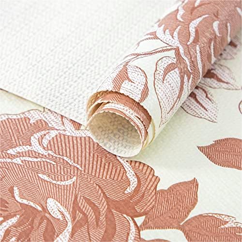 FIFTY FEET 12X120 Inch Shelf Liner for Kitchen Cabinets, PVC Drawer Liner for Dresser Non-Slip Bathroom, Non-Adhesive Cabinet Liner Washable (Red Flower)(7 Roll) by FIFTYFEET