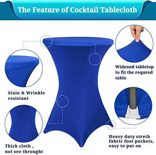 Pesonlook 6 Pack Royal Blue Cocktail Spandex Table Cover,32x43 Inch - Image 4