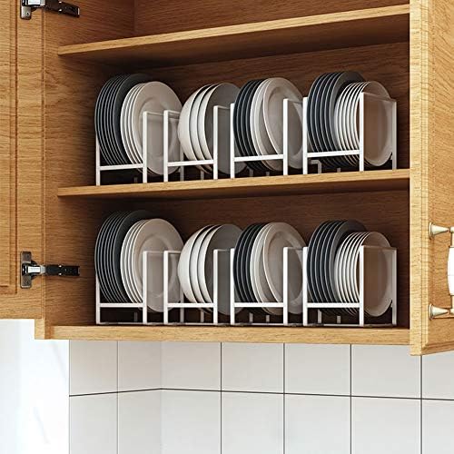 2PCS Plate Holders Organizer, Metal Dish Storage Dying Display Rack for Cabinet, Counter and Cupboard - White， Small - Image 5