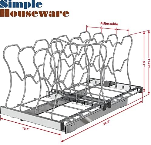 Simple Houseware Under Cabinet Pull Out Sliding Shelf Organizer, Chrome - Image 7