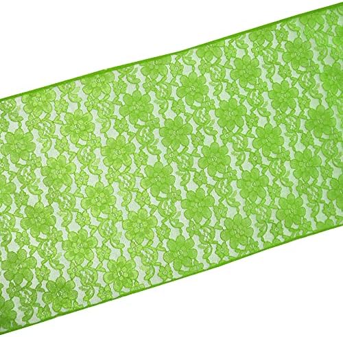 Zen Creative Designs 10 Pack Floral Lace Table Runner Sheer Lace Event Party Wedding Table Decor (12" by 60", Lime) - Image 2