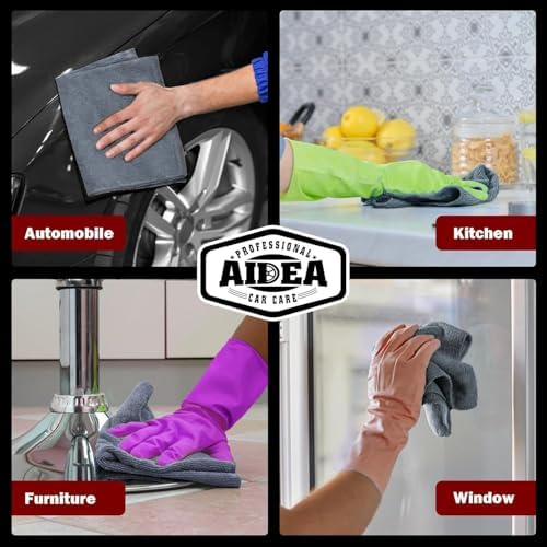 AIDEA Microfiber Cleaning Cloth Grey 150PK, Shop Towels Shop Rags 12×12" - Image 5