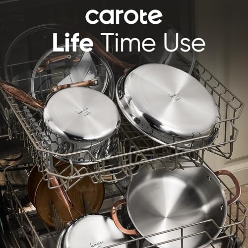 CAROTE 8 Qt Tri-Ply Stainless Steel Stockpot, Non-Toxic Stock Pot with Lid, Soup Pot for Pasta, Even Heating, Oven Safe, Induction, Ceramic and Gas Cooktops Compatible, Sliver, Mothers Day Gifts - Image 7